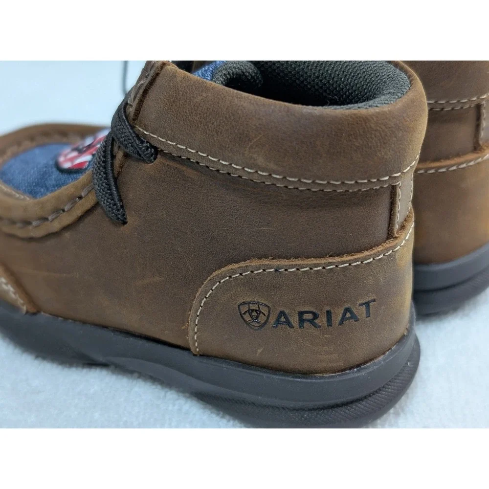 Ariat Toddler size 4, Boy's Lil Stomper USA Brown leather Shoes , A443001602-04